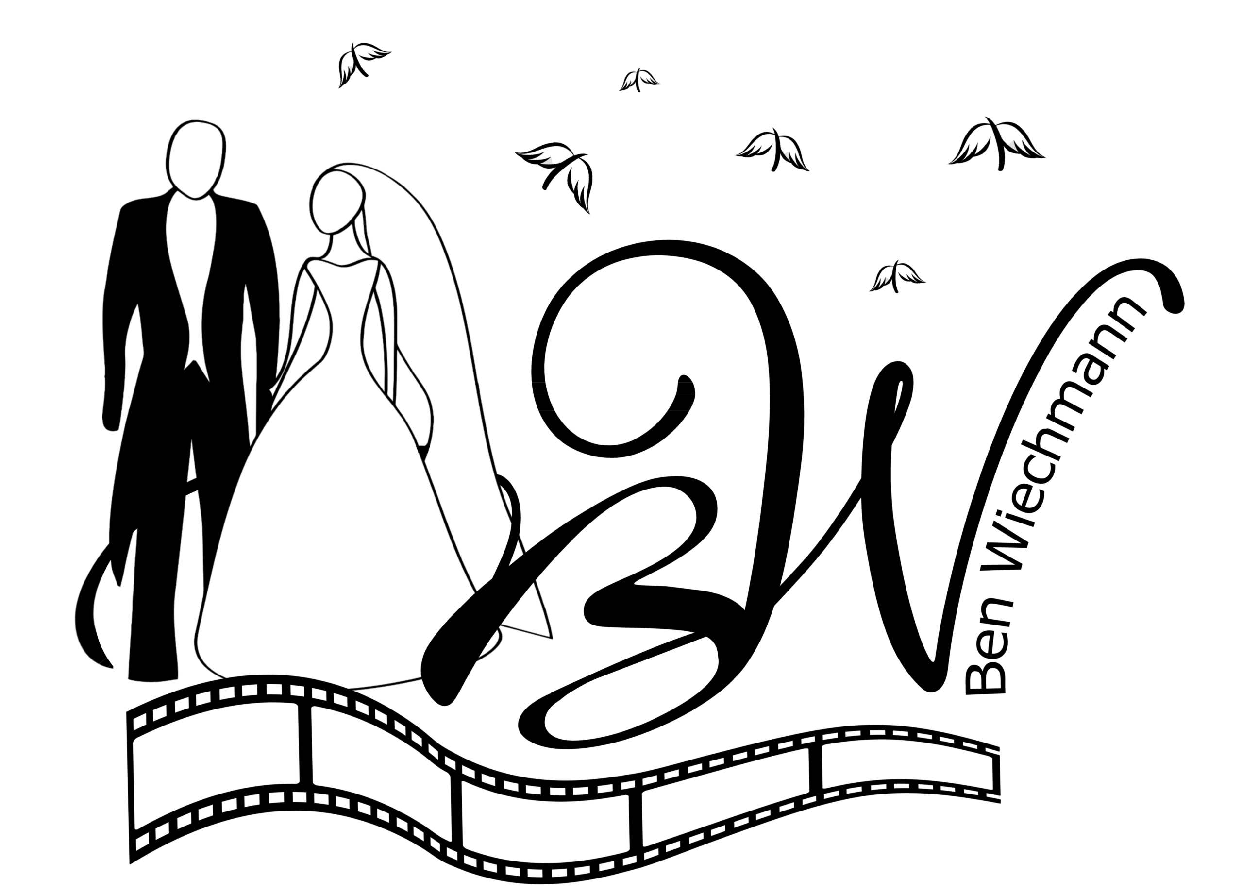 Logo, Brautpaar mit Namenszug auf Filmstreifen